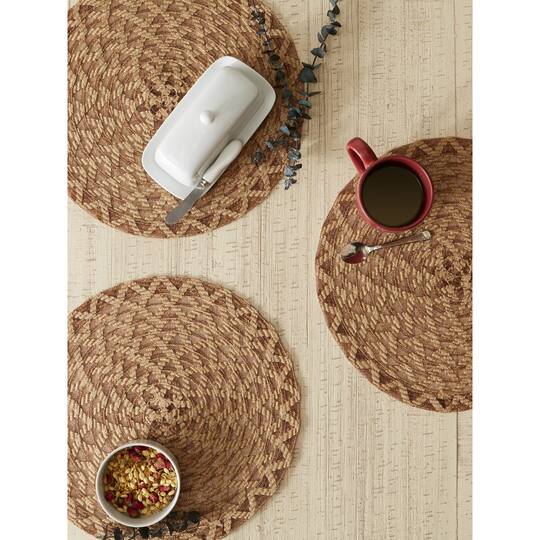 DII® 15" Round Natural Dahlia Woven Placemat Set, 6ct.